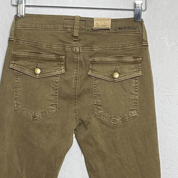 Current/Elliott Flat Pocket Cargo Pants 26 Vintage Army Green Skinny Zip Ankle - Picture 7 of 14
